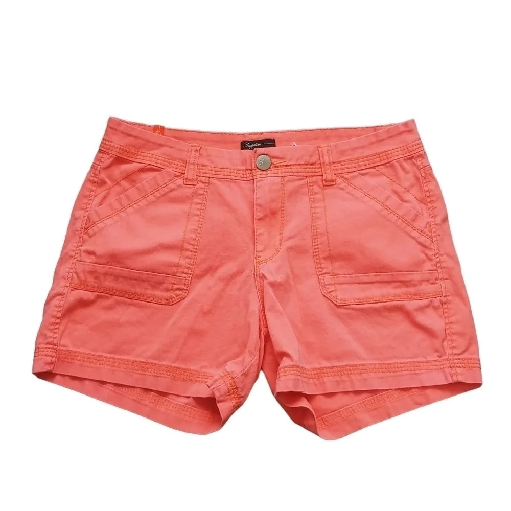 Supplies Cotton Walking Shorts Salmon-Orange Cotton Stretch Mid Rise 10